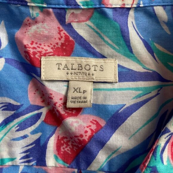 Talbots Floral Pineapple Button Down Top Cotton Womens Size XL Petite - Picture 8 of 9